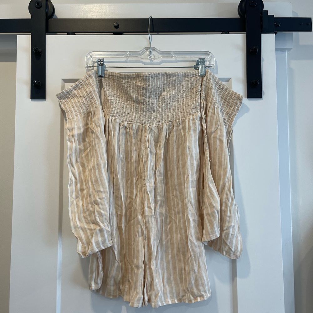 Billabong Striped Off-Shoulder Romper